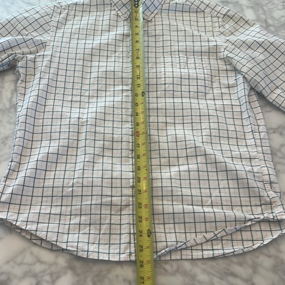 J. CREW Slim Untucked Button Down Shirt white with blue and pink squares - Picture 5 of 6